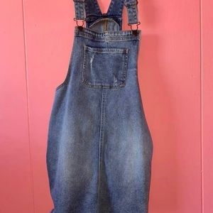 Denim blue overall dress size Medium.